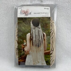 Studio His & Hers Boho Macramé Headpiece in Cream 25.5” New